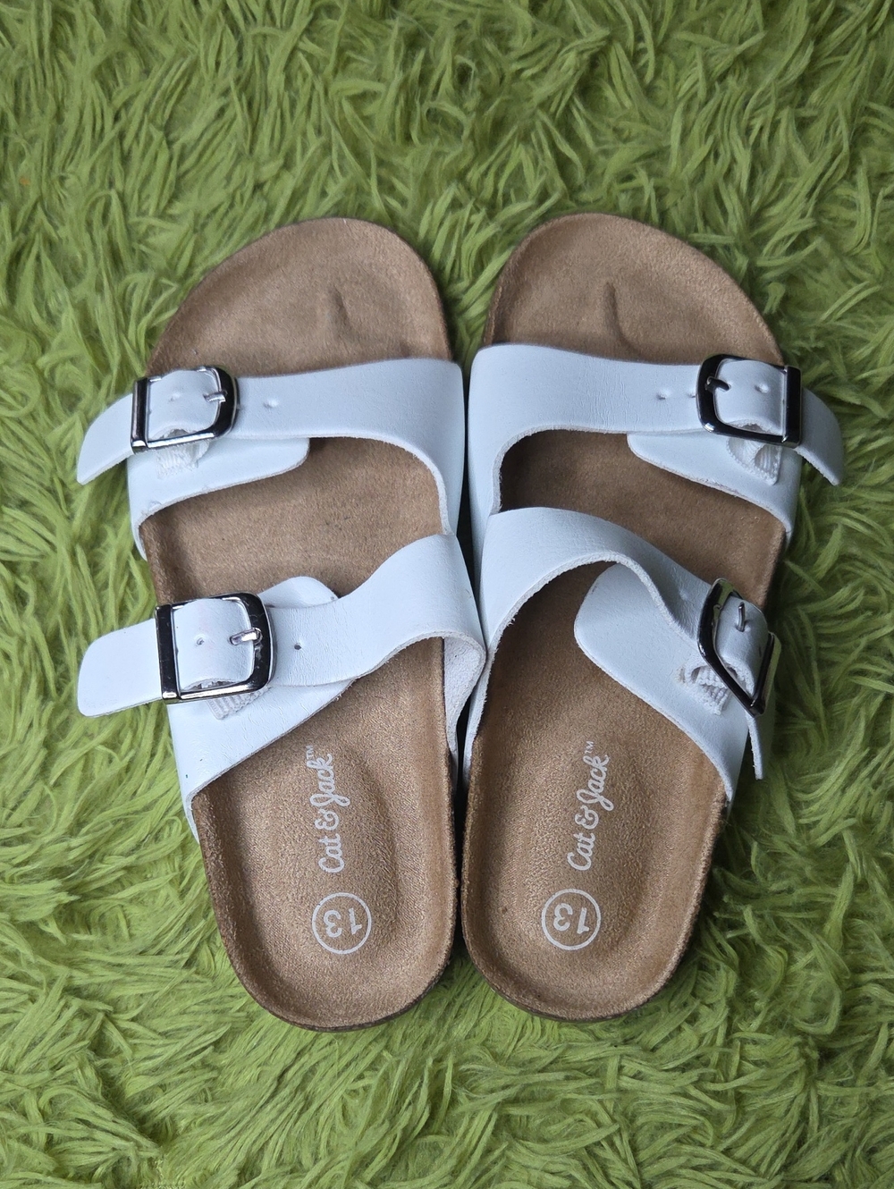 Cat & Jack White Double‎ Buckle Slides